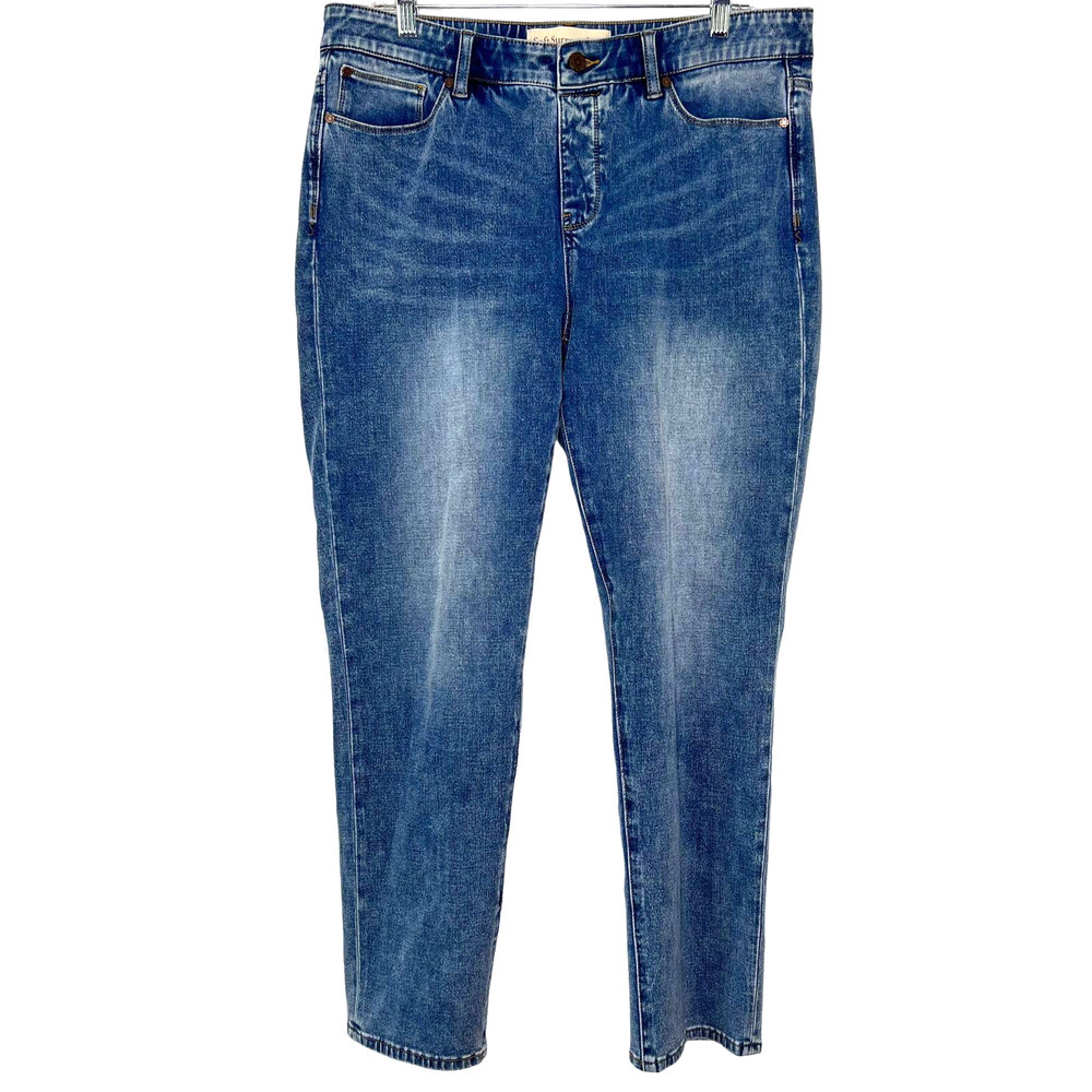 Soft Surroundings Women's Jeans Light Blue Denim Wash Pull-on Pants Size L